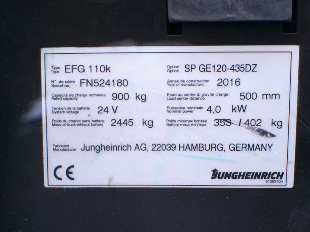 Empilhadeira elétrica Jungheinrich EFG 110k 435 DZ: foto 11