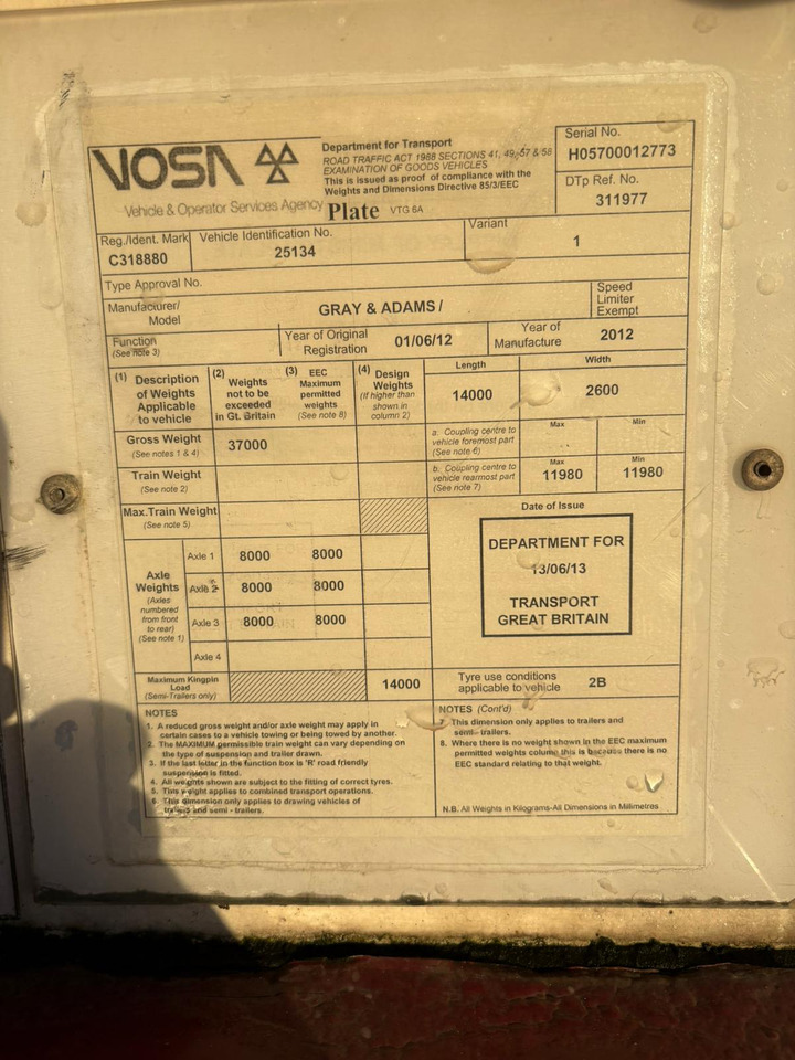 Gray and Adams 2012 SLXE 400 – CBT225ER - Semi-reboque frigorífico: foto 2 Gray and Adams 2012 SLXE 400 – CBT225ER - Semi-reboque frigorífico: foto 2