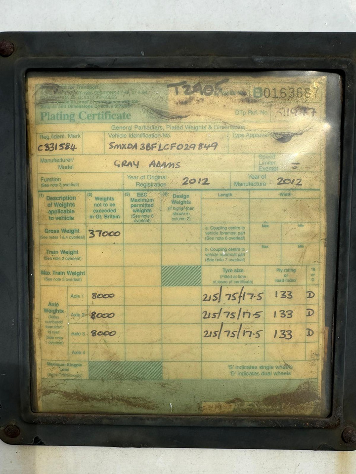 Gray and Adams 2012 Vector 1950MT – PR2905 - Semi-reboque frigorífico: foto 5 Gray and Adams 2012 Vector 1950MT – PR2905 - Semi-reboque frigorífico: foto 5