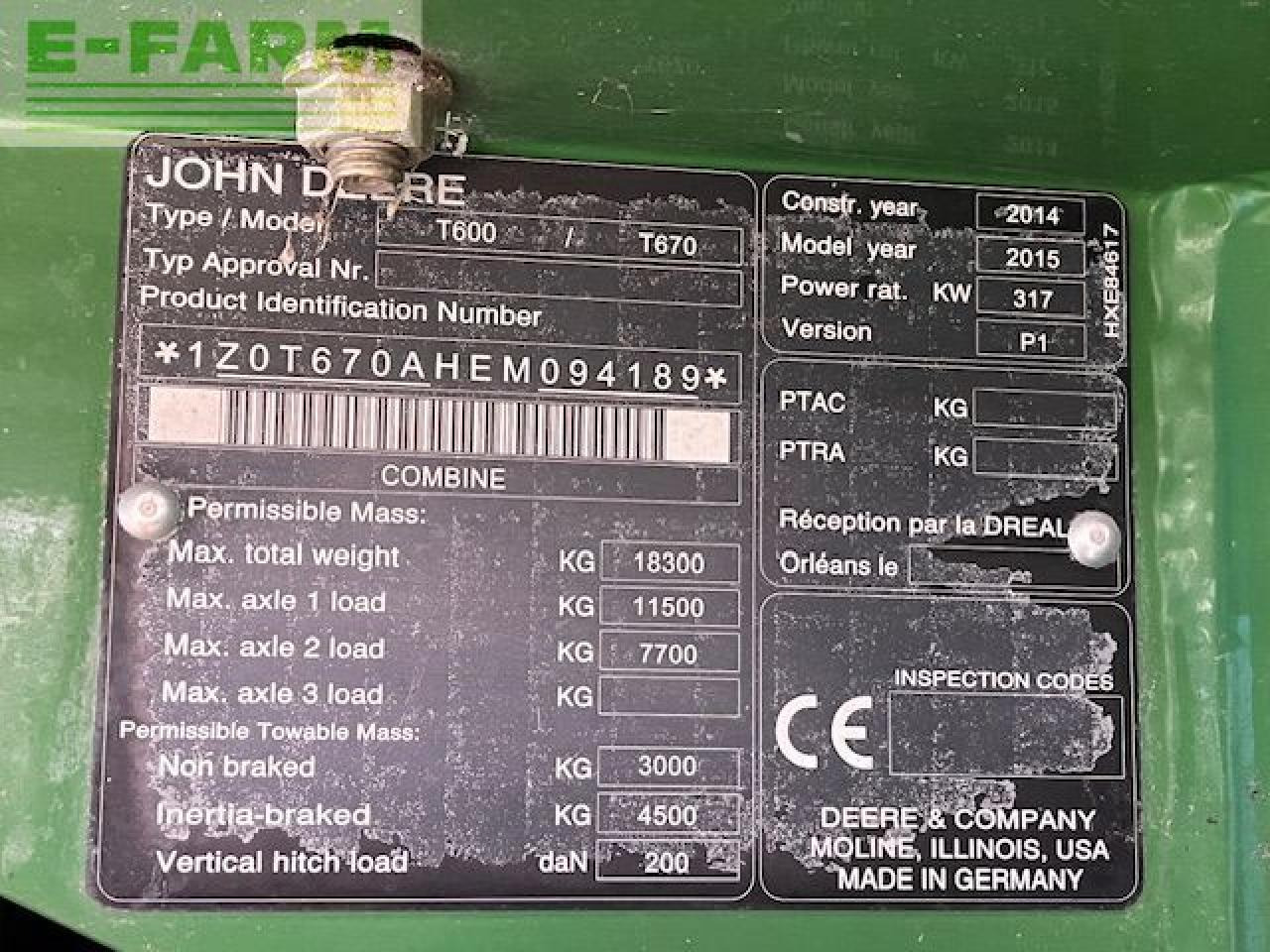 Ceifeira debulhadora John Deere T670: foto 15