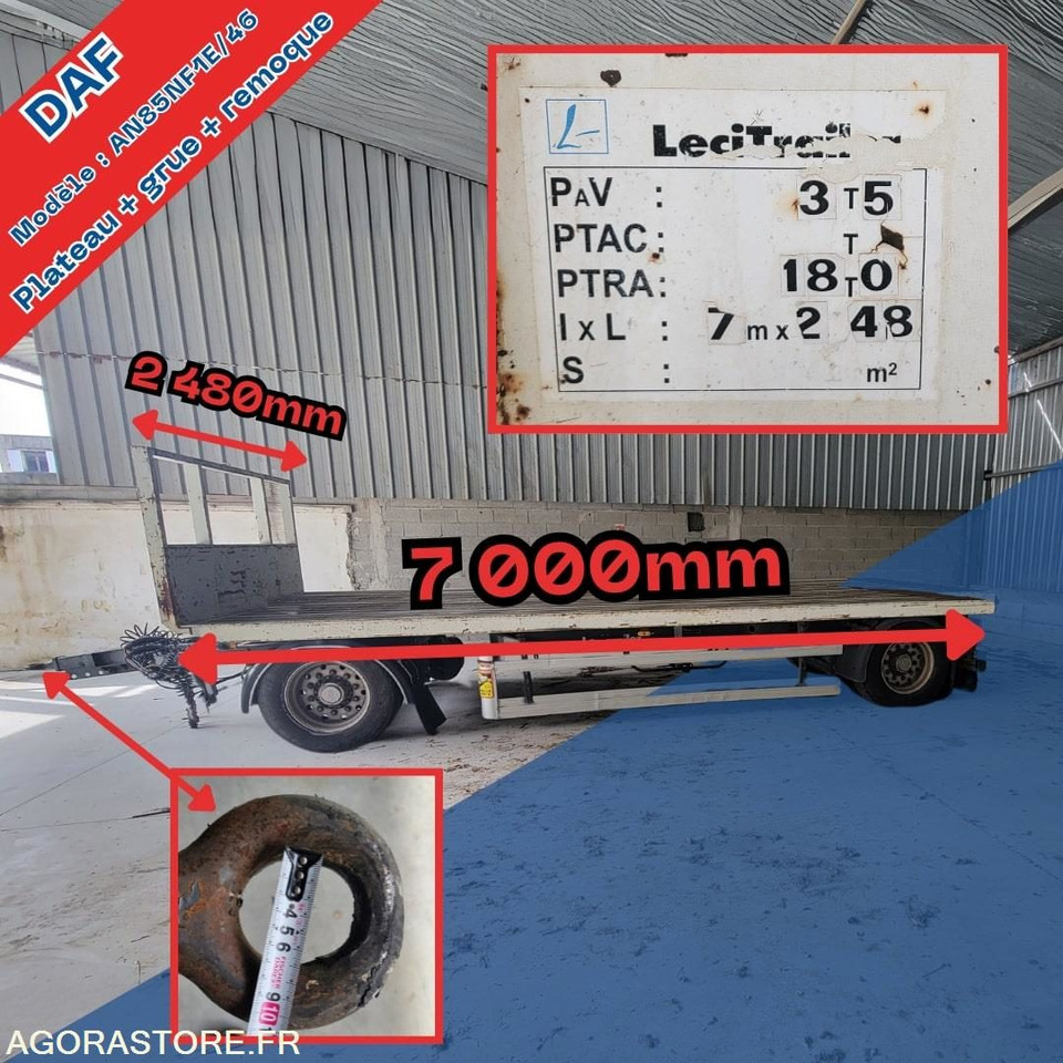Camião Camion DAF plateau avec grue HMF + Remorque Lecitrail: foto 9 Camião Camion DAF plateau avec grue HMF + Remorque Lecitrail: foto 9