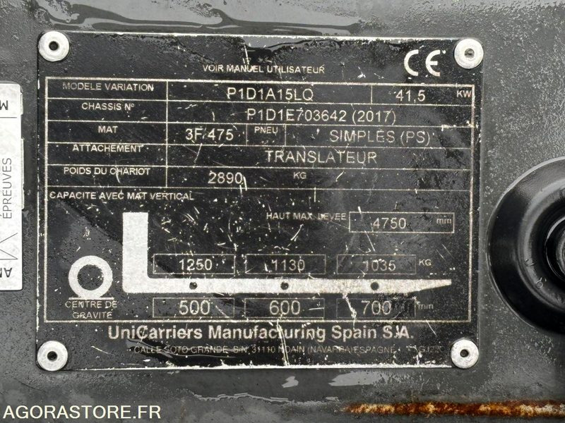 Empilhadeira a gás Chariot élévateur NISSAN GAZ 1.5T type P1D1A15LQ: foto 14