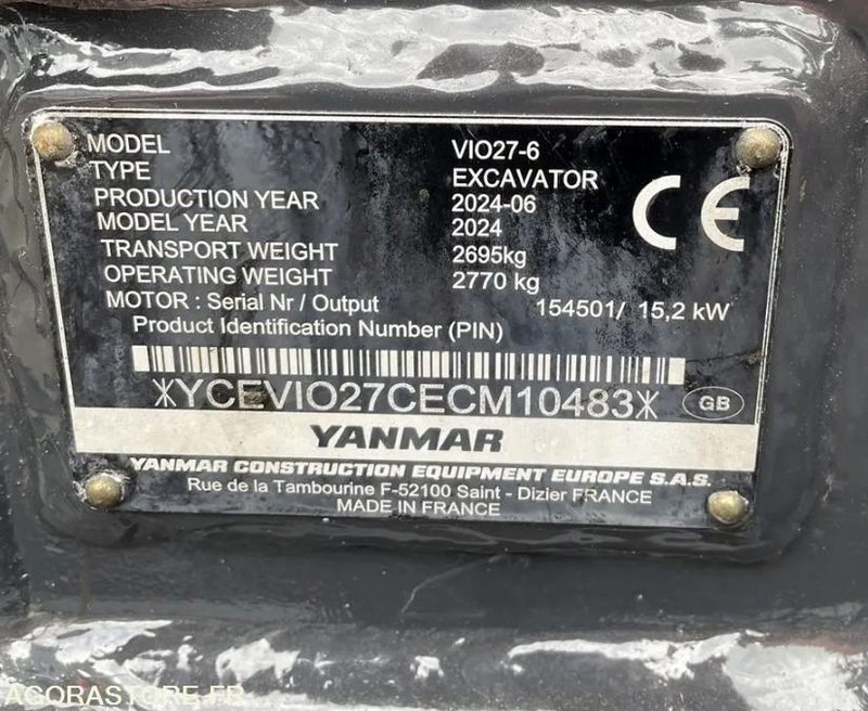 MINI PELLE SUR CHENILLE YANMAR VIO27-6 - Mini escavadeira: foto 5 MINI PELLE SUR CHENILLE YANMAR VIO27-6 - Mini escavadeira: foto 5