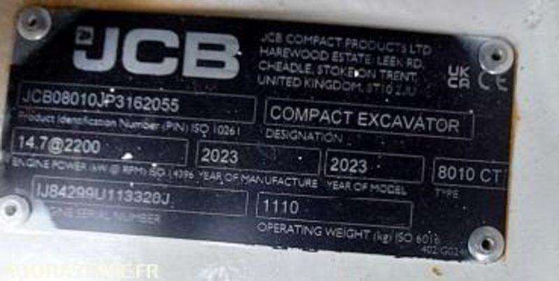 Mini Pelle 1T JCB 8010CTS + Remorque - 2023 / (NEUVE) 19 HEURES (EMF201) - Mini escavadeira: foto 4 Mini Pelle 1T JCB 8010CTS + Remorque - 2023 / (NEUVE) 19 HEURES (EMF201) - Mini escavadeira: foto 4