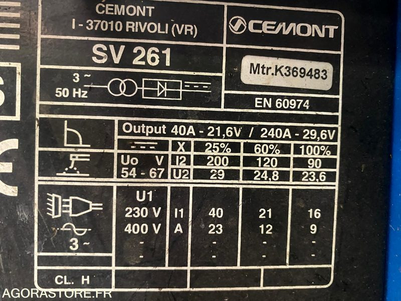 Poste à souder CEMONT SV261 380V - Equipamento de construção: foto 5 Poste à souder CEMONT SV261 380V - Equipamento de construção: foto 5