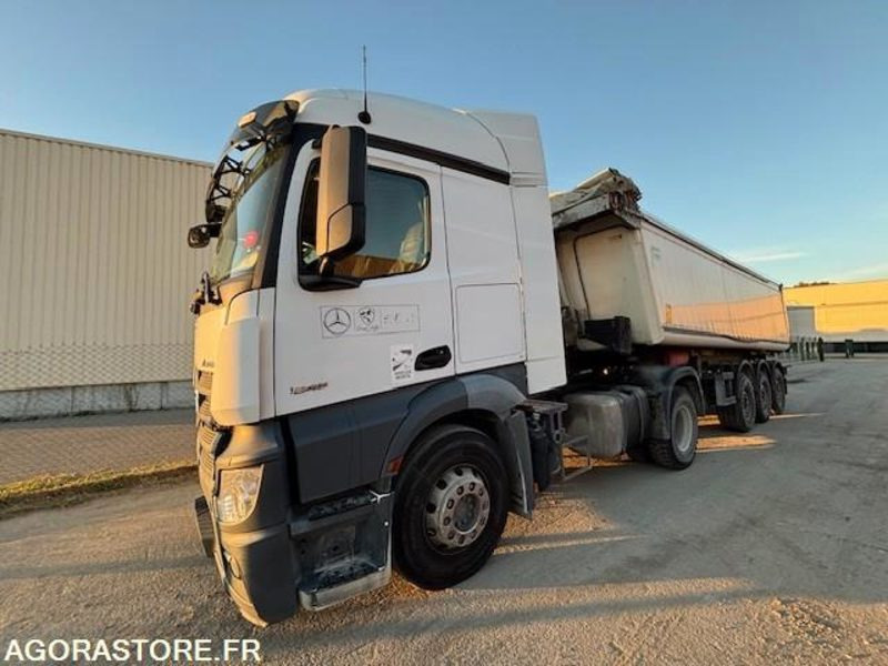 TRACTEUR 4X2 MERCEDES ACTROS 1845 2018 385 000 KM + BENNE ALUMINIUM SHMITZ 2016 - Tractor: foto 1 TRACTEUR 4X2 MERCEDES ACTROS 1845 2018 385 000 KM + BENNE ALUMINIUM SHMITZ 2016 - Tractor: foto 1