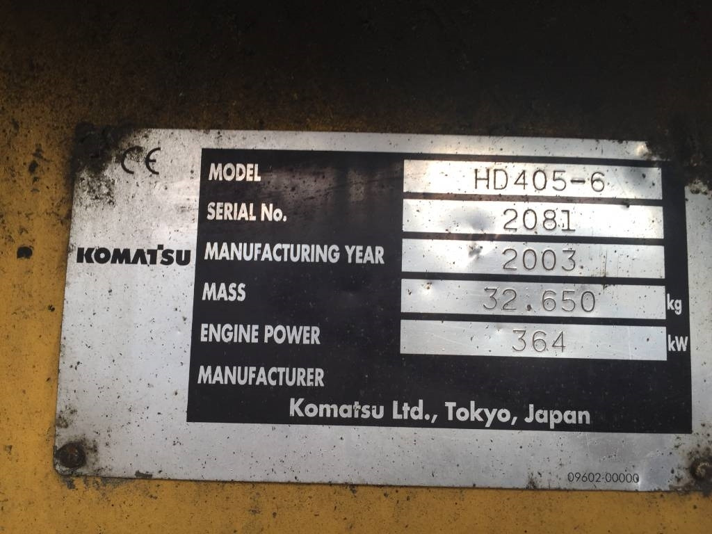 Leasing de Komatsu HD 405-6 Komatsu HD 405-6: foto 7 Leasing de Komatsu HD 405-6 Komatsu HD 405-6: foto 7