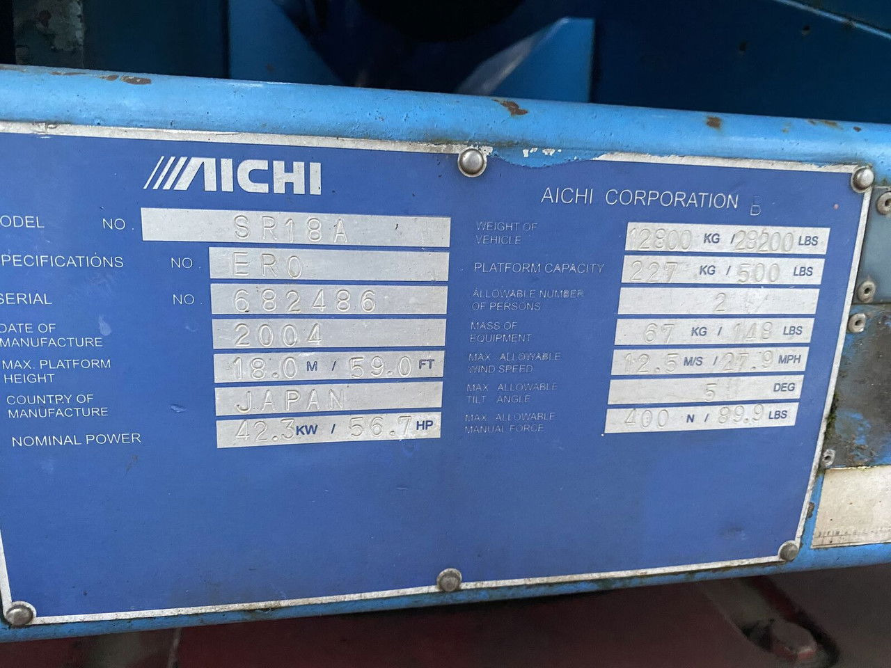 Aichi SR18A - Plataforma telescópica: foto 4 Aichi SR18A - Plataforma telescópica: foto 4