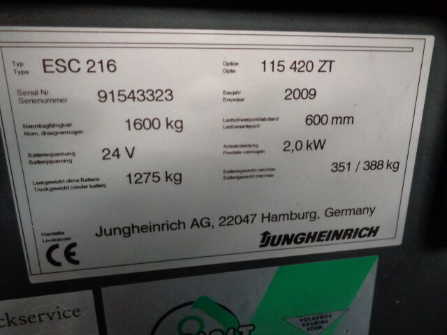 Jungheinrich ESC 216 - Empilhador retráctil: foto 3 Jungheinrich ESC 216 - Empilhador retráctil: foto 3