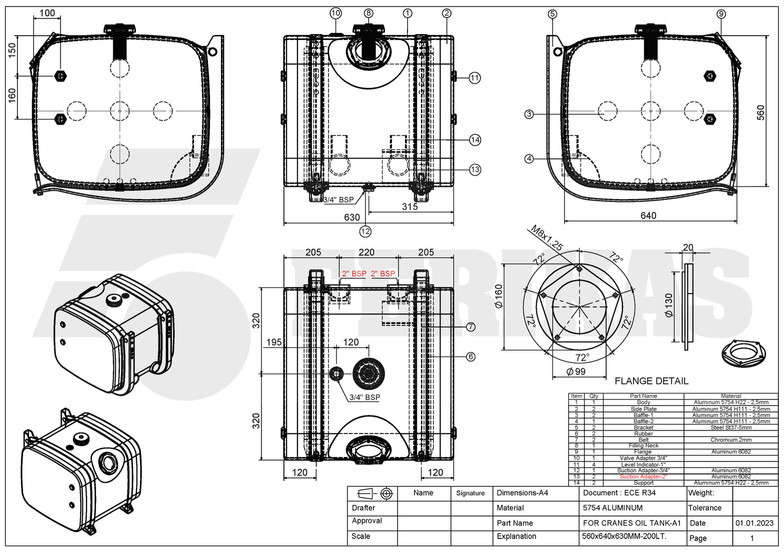 Tanque hidráulico por Camião novo Hydraulic aluminum oil tank 200L: foto 9