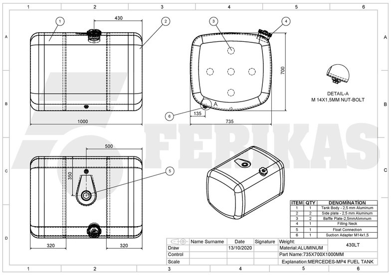 Tanque de combustível por Camião novo Mercedes-Benz New aluminum fuel tank 430L: foto 8 Tanque de combustível por Camião novo Mercedes-Benz New aluminum fuel tank 430L: foto 8