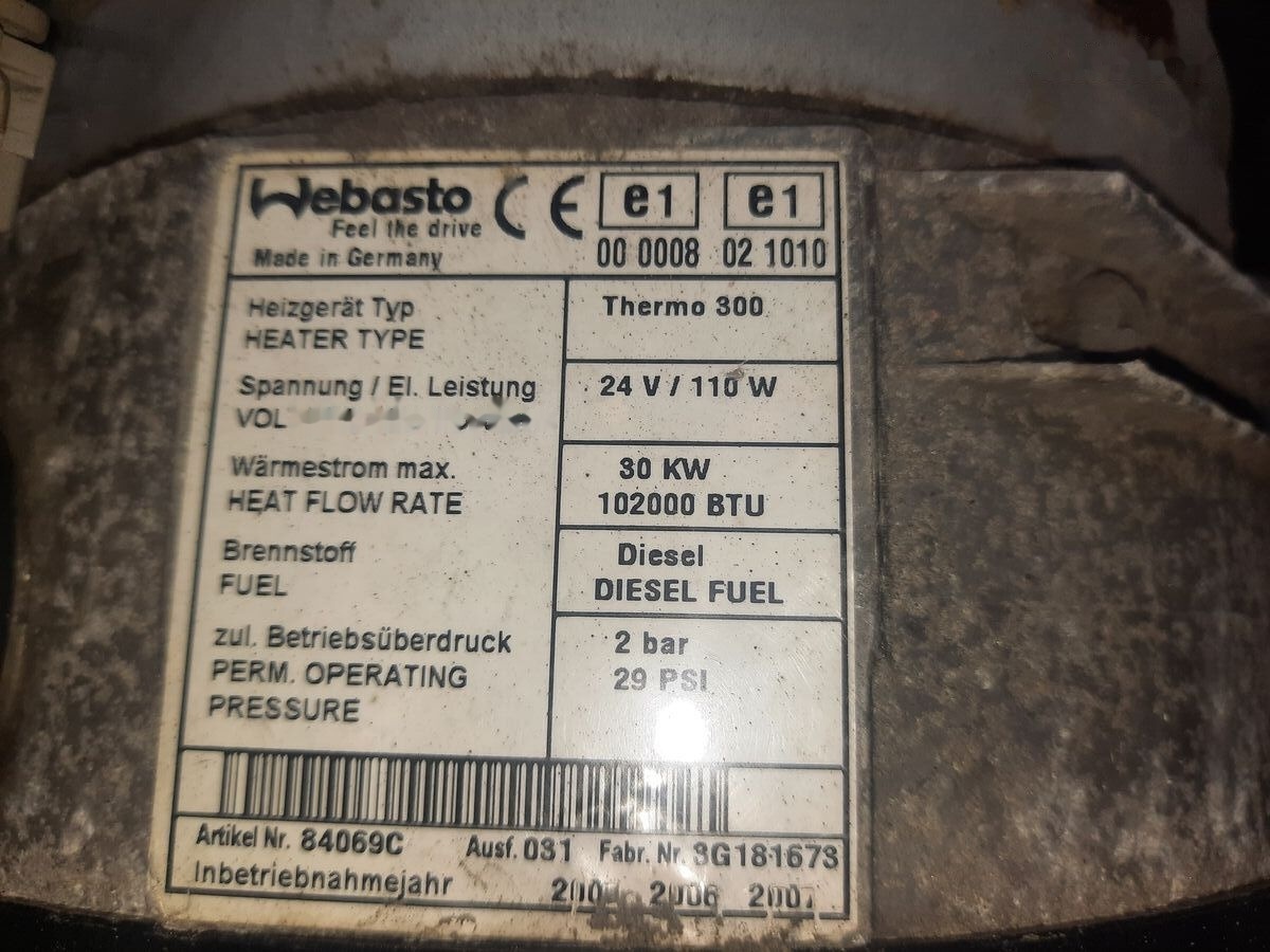 Webasto termo 300 Scania - Aquecimento/ Ventilação por Camião: foto 2 Webasto termo 300 Scania - Aquecimento/ Ventilação por Camião: foto 2