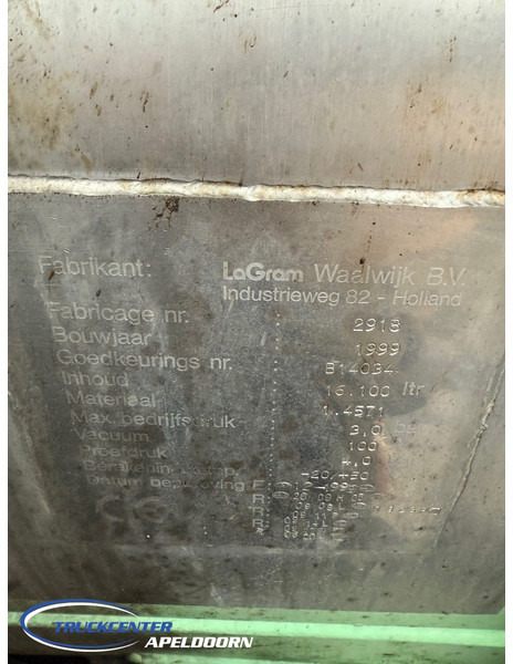 Lagram Vacuumtank 16100 Liter, RVS, Kipper, ADR - Caminhão limpa fossa: foto 2 Lagram Vacuumtank 16100 Liter, RVS, Kipper, ADR - Caminhão limpa fossa: foto 2