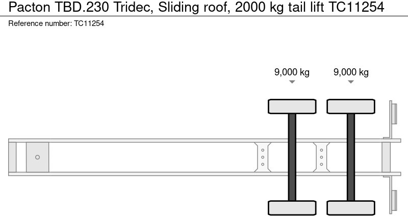 Semi-reboque de lona Pacton TBD.230 Tridec, Schuifdak, 2000 kg laadklep: foto 6