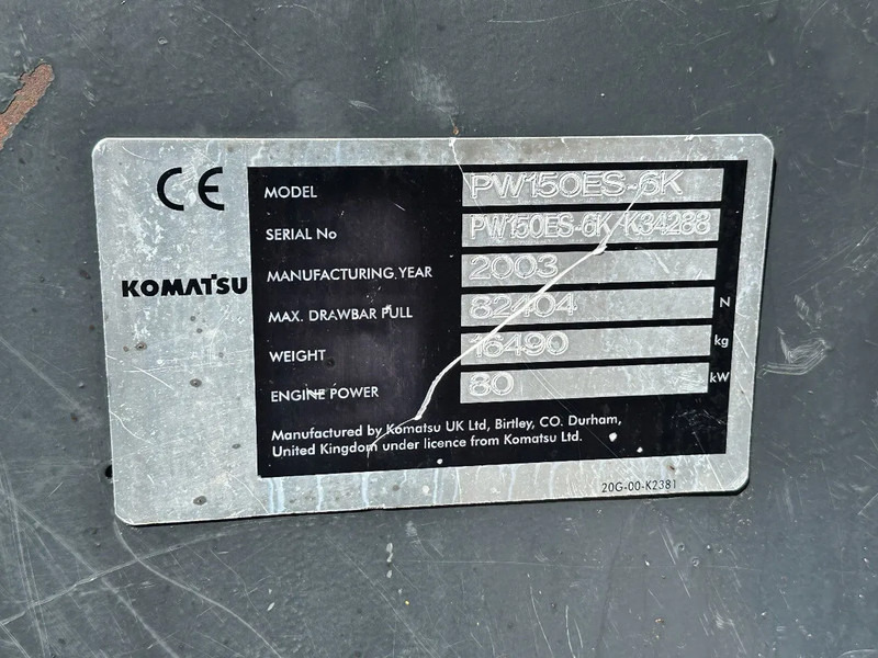 Escavadeira de rodas Komatsu PW150ES-6K CE: foto 16