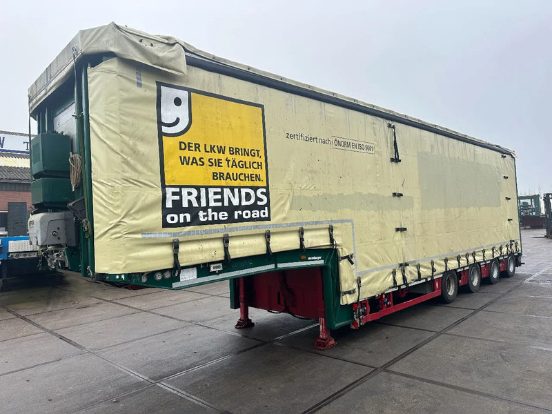 MEUSBURGER 4 axel steering, Double extendable up to 28 meters, extendable up to 3.2 meters, radio controlled, sliding roof - Semi-reboque baixa: foto 1 MEUSBURGER 4 axel steering, Double extendable up to 28 meters, extendable up to 3.2 meters, radio controlled, sliding roof - Semi-reboque baixa: foto 1