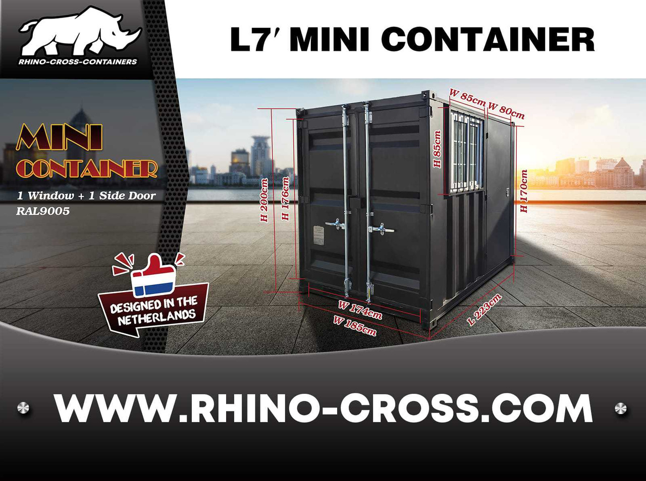 Contentor marítimo Rhino-Cross-Containers 7ft Zwart: foto 7