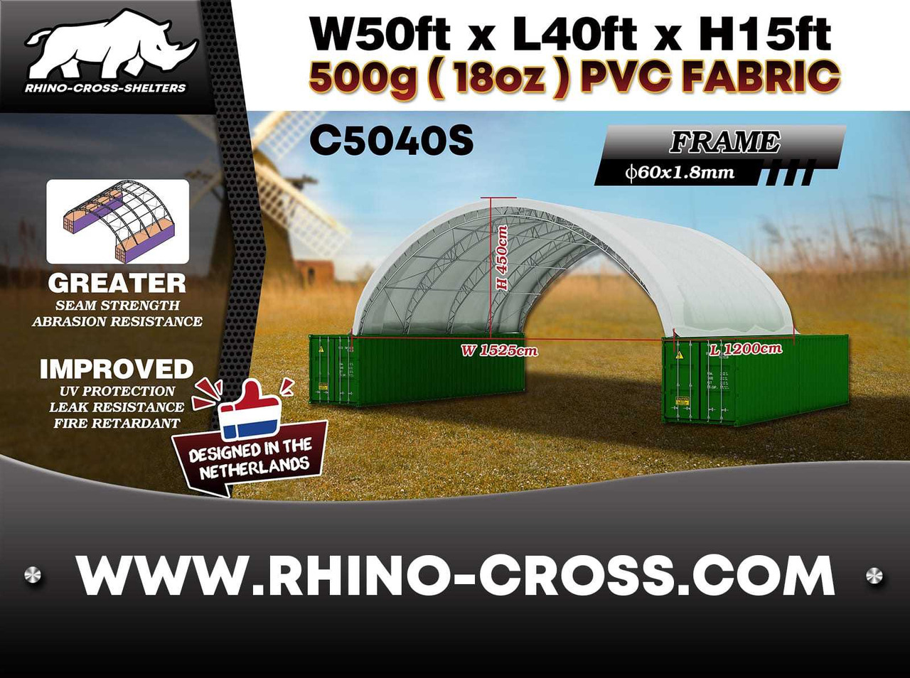 Rhino-Cross-Shelter C5040S 12x15,25x4,5 m - Depósito de armazenamento: foto 3 Rhino-Cross-Shelter C5040S 12x15,25x4,5 m - Depósito de armazenamento: foto 3