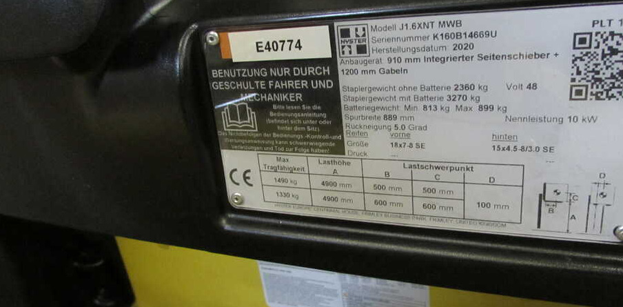 Hyster J 1.6 XNT (MWB) - Empilhadeira elétrica: foto 4 Hyster J 1.6 XNT (MWB) - Empilhadeira elétrica: foto 4