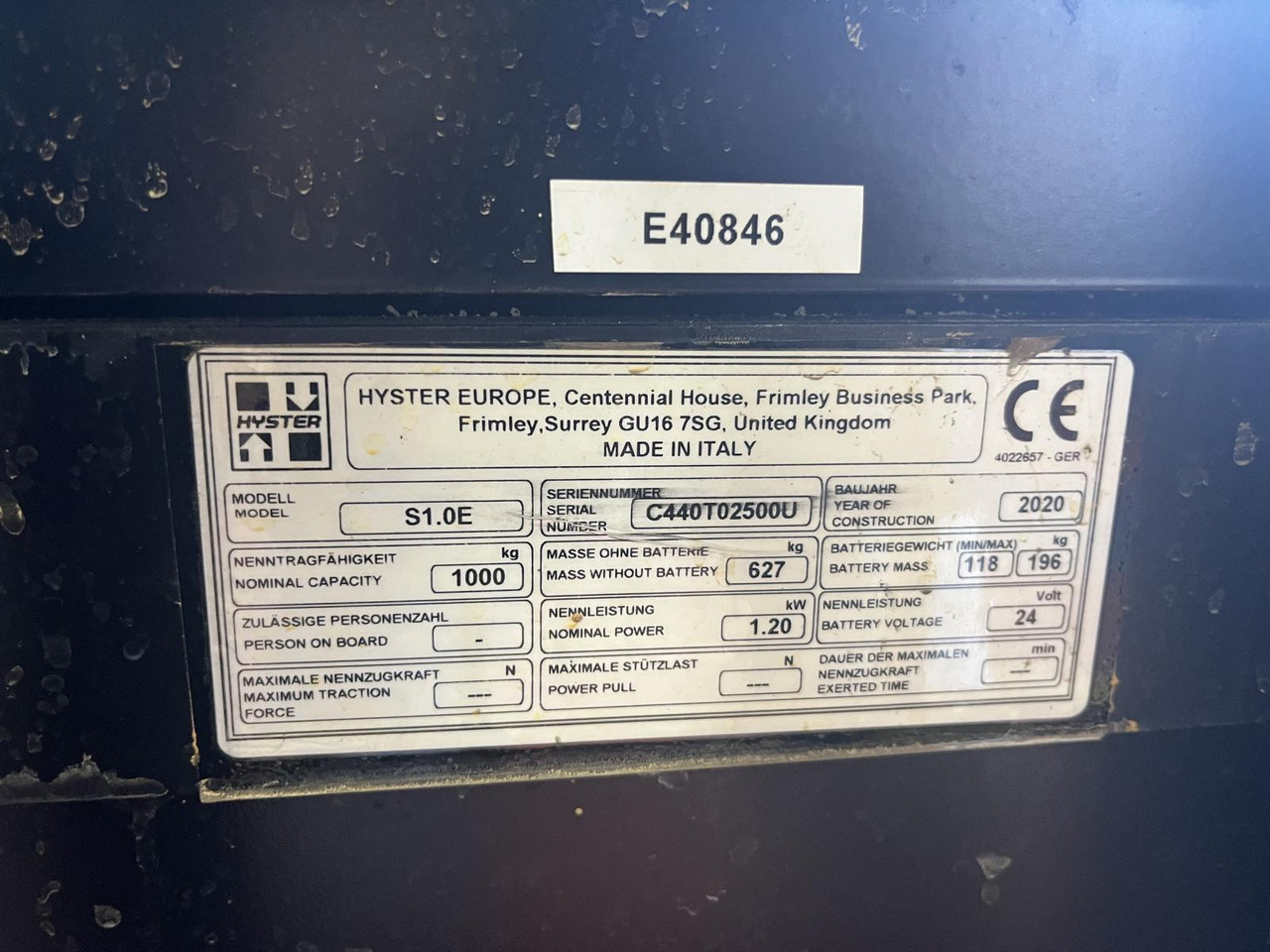 Hyster S 1.0 E - Stacker: foto 3 Hyster S 1.0 E - Stacker: foto 3