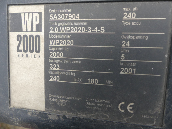 Transpalette électrique (pour pièces) Crown WP série 2000 - Réf : 9760-206 - Porta-palete: foto 3 Transpalette électrique (pour pièces) Crown WP série 2000 - Réf : 9760-206 - Porta-palete: foto 3