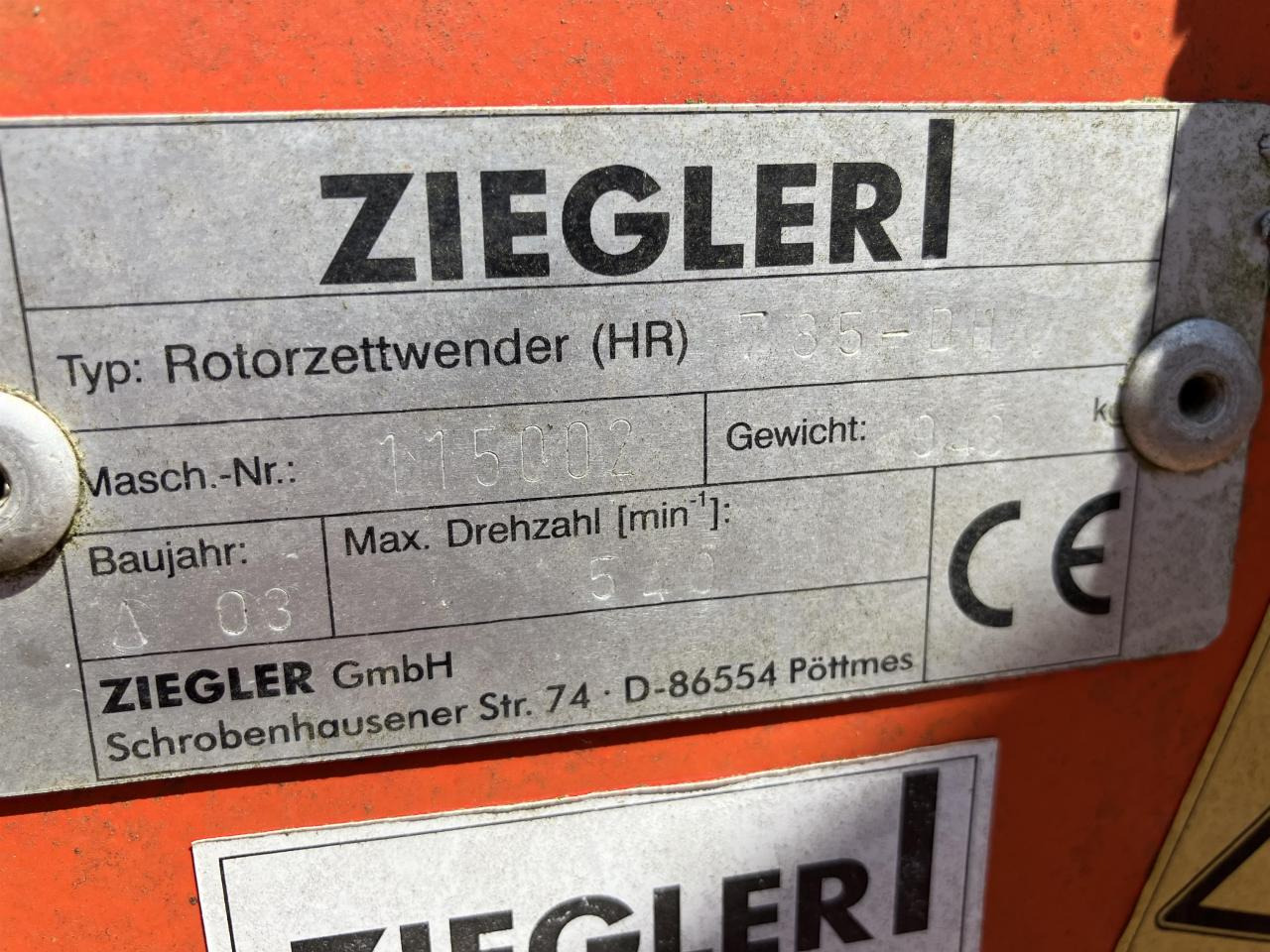 Ziegler HR785DH - Ancinho enleirador: foto 5 Ziegler HR785DH - Ancinho enleirador: foto 5