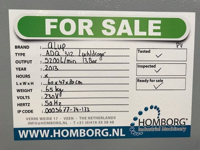 Compressor de ar Alup ADQ 312 Luchtdroger 5.200 L/min. 13 Bar: foto 9