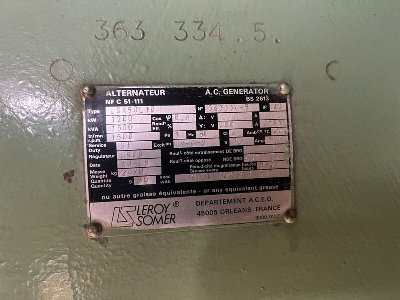 Gerador elétrico Cummins KTA 38 G1 Leroy Somer 1500 kVA Silent generatorset in 40 ft container: foto 13