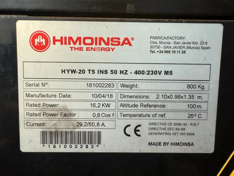 Himoinsa HYW 20 Yanmar Stamford 20 kVA Supersilent generatorset - Gerador elétrico: foto 4 Himoinsa HYW 20 Yanmar Stamford 20 kVA Supersilent generatorset - Gerador elétrico: foto 4