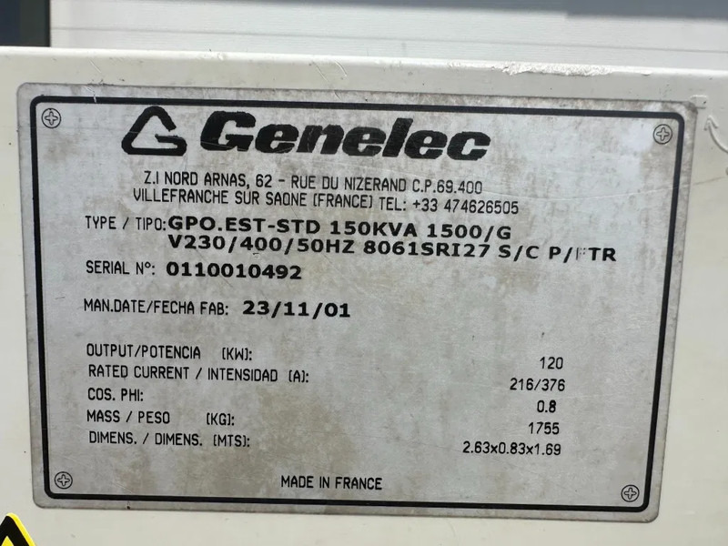 Gerador elétrico Iveco 8061 Marelli 150 kVA noodstroom generatorset ATS automatische netovername: foto 9