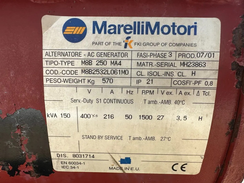 Gerador elétrico Iveco 8061 Marelli 150 kVA noodstroom generatorset ATS automatische netovername: foto 11