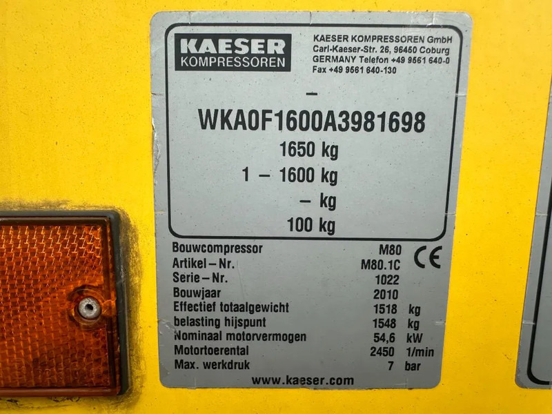 Kaeser M80 Kubota 8.1 m3 / min 7 Bar 55 kW Mobiele Silent Diesel Compressor - Compressor de ar: foto 4 Kaeser M80 Kubota 8.1 m3 / min 7 Bar 55 kW Mobiele Silent Diesel Compressor - Compressor de ar: foto 4
