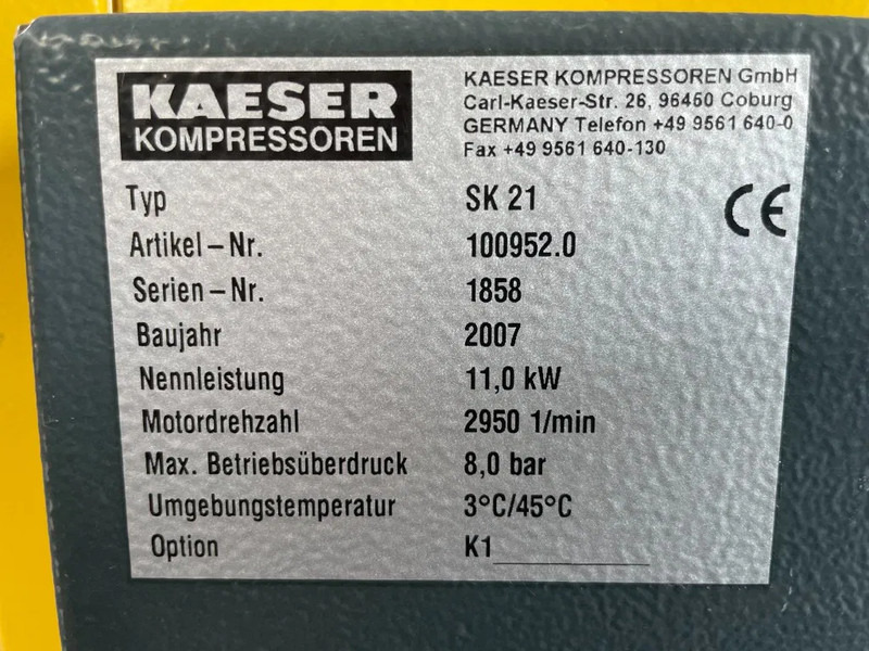 Kaeser SK21 - 11 kW elektrische schroefcompressor - Compressor de ar: foto 4 Kaeser SK21 - 11 kW elektrische schroefcompressor - Compressor de ar: foto 4