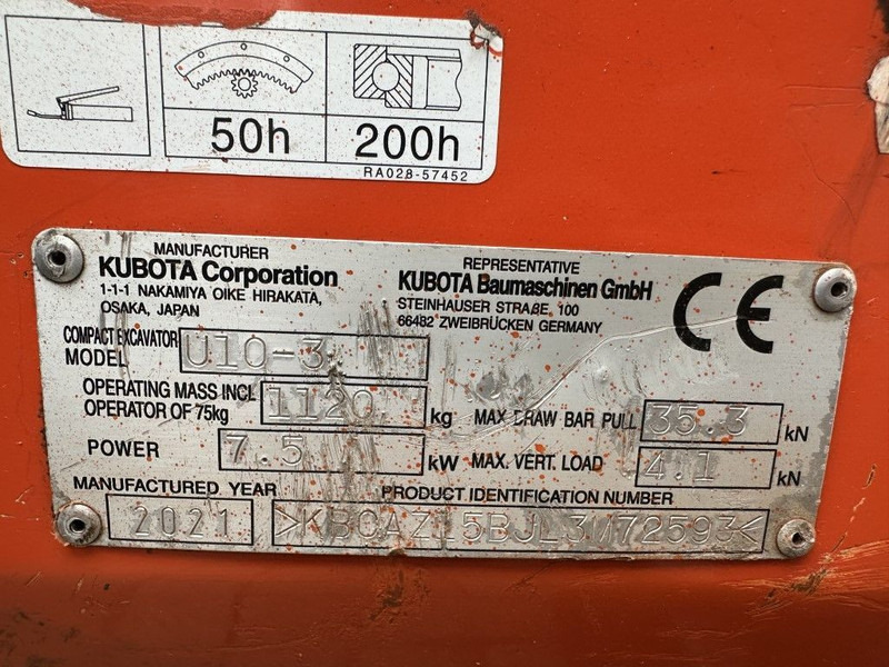 Kubota U10-3 Minigraver Diesel Graafmachine 2021 ! 690 uur ! As New ! - Mini escavadeira: foto 4 Kubota U10-3 Minigraver Diesel Graafmachine 2021 ! 690 uur ! As New ! - Mini escavadeira: foto 4