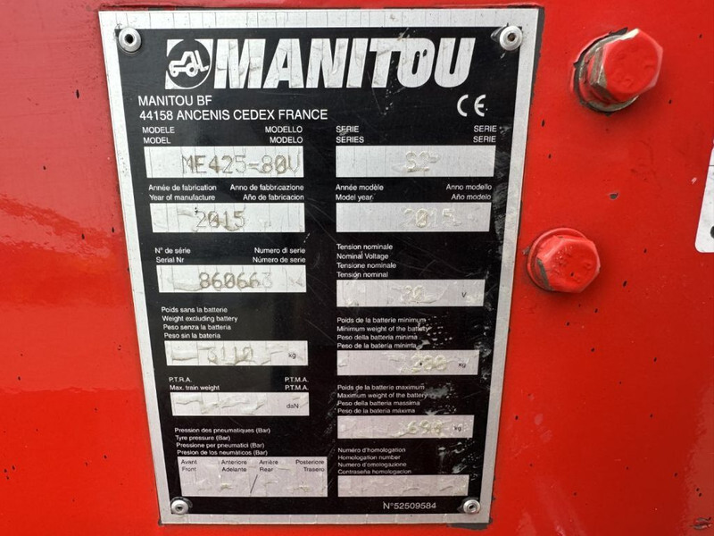 Manitou ME425-80V 2.5 ton Triplex Freelift Sideshift Elektra Heftruck - Empilhadeira elétrica: foto 3 Manitou ME425-80V 2.5 ton Triplex Freelift Sideshift Elektra Heftruck - Empilhadeira elétrica: foto 3