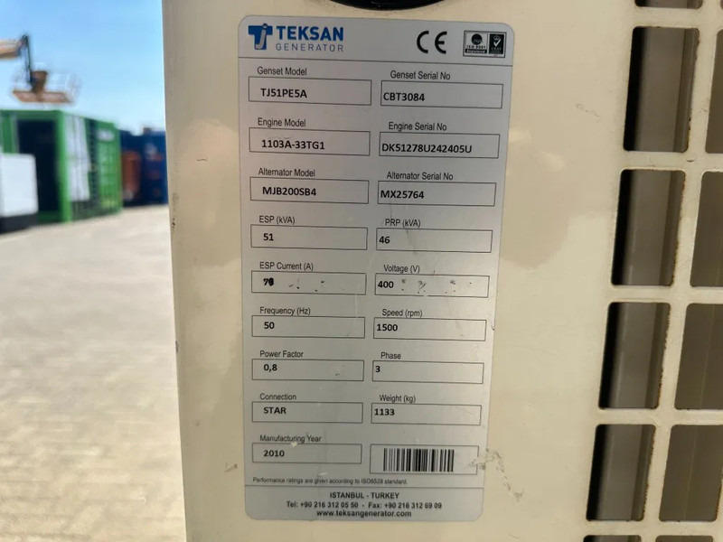 Perkins 1103A-33TG1 Marelli Teksan 51 kVA Silent generatorset 538 hours ! - Gerador elétrico: foto 4 Perkins 1103A-33TG1 Marelli Teksan 51 kVA Silent generatorset 538 hours ! - Gerador elétrico: foto 4
