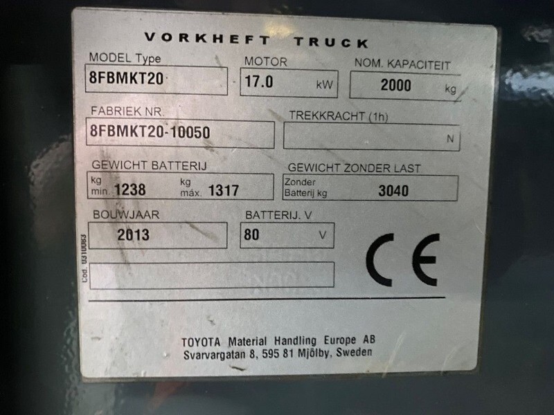 Toyota 2 ton Traigo 20 Duplex Sideshift Elektra Heftruck - Empilhadeira elétrica: foto 5 Toyota 2 ton Traigo 20 Duplex Sideshift Elektra Heftruck - Empilhadeira elétrica: foto 5