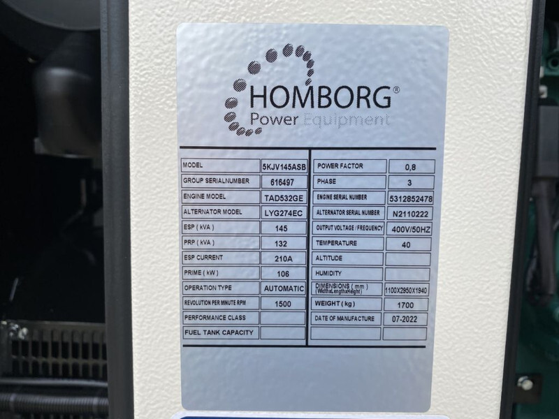 Gerador elétrico novo Volvo TAD 532 GE 145 kVA Silent generatorset New !: foto 13