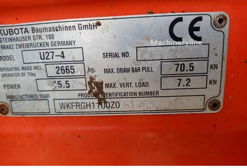 Mini escavadeira Kubota U27-4 - Crawler mini excavator: foto 15