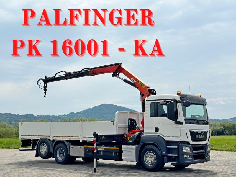 MAN TGS 26.320*PRITSCHE 7,20 / PK 16001-KA + FUNK - Camião de caixa aberta/ Plataforma, Camião grua: foto 1 MAN TGS 26.320*PRITSCHE 7,20 / PK 16001-KA + FUNK - Camião de caixa aberta/ Plataforma, Camião grua: foto 1