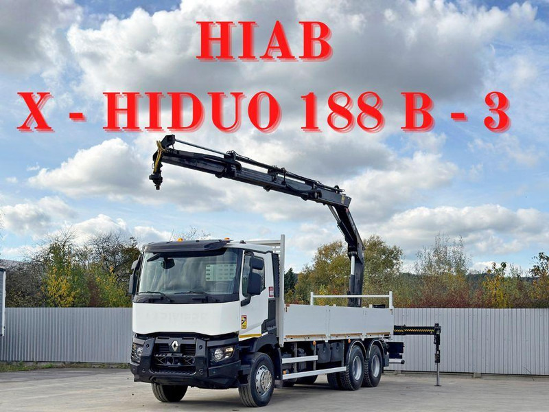 Renault C 380* HIAB X-HIDUO 188 B-3/FUNK*6x4 - Camião de caixa aberta/ Plataforma, Camião grua: foto 1 Renault C 380* HIAB X-HIDUO 188 B-3/FUNK*6x4 - Camião de caixa aberta/ Plataforma, Camião grua: foto 1