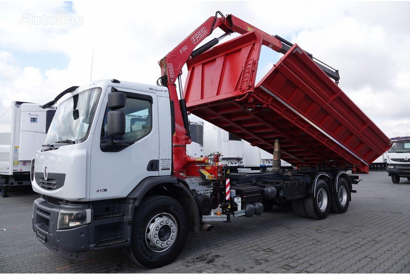Renault LANDER 3 way tipper + crane FASSI 130 6x4 - Camião basculante, Camião grua: foto 2 Renault LANDER 3 way tipper + crane FASSI 130 6x4 - Camião basculante, Camião grua: foto 2