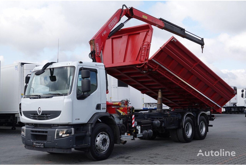 Renault LANDER 3 way tipper + crane FASSI 130 6x4 - Camião basculante, Camião grua: foto 1 Renault LANDER 3 way tipper + crane FASSI 130 6x4 - Camião basculante, Camião grua: foto 1