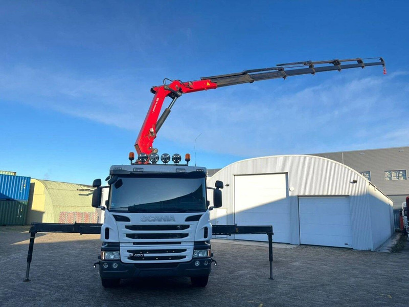 Camião de caixa aberta/ Plataforma, Camião grua Scania P450 8x2 Flatbed + Crane HMF 2620-K6: foto 15