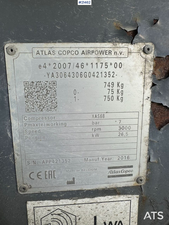 Compressor de ar Atlas Copco XAS68: foto 16 Compressor de ar Atlas Copco XAS68: foto 16