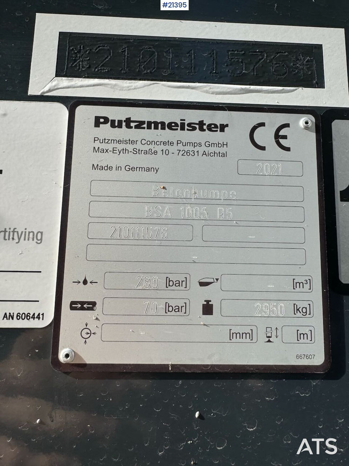 Bomba de betão estacionária Putzmeister BSA 1005 D5: foto 24