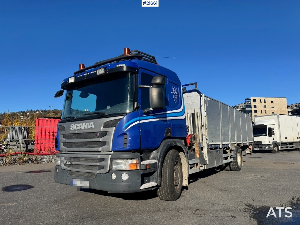 Scania Scania P320 4x2 Kranbil m/ 16,5 t/m Fassi kran og Løftelem. - Camião grua: foto 1 Scania Scania P320 4x2 Kranbil m/ 16,5 t/m Fassi kran og Løftelem. - Camião grua: foto 1