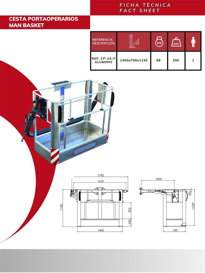 Aluminum Operator Basket CP-2A-F - Equipamento por Grua para camião: foto 3 Aluminum Operator Basket CP-2A-F - Equipamento por Grua para camião: foto 3