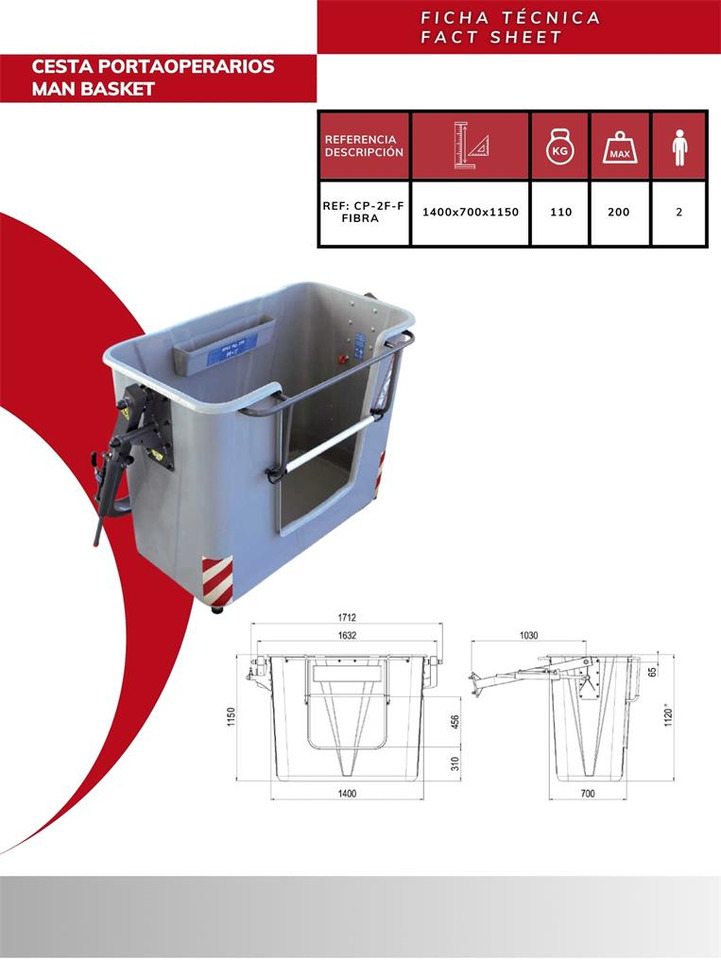 Fiber man basket CP-2F-F - Equipamento por Grua para camião: foto 4 Fiber man basket CP-2F-F - Equipamento por Grua para camião: foto 4