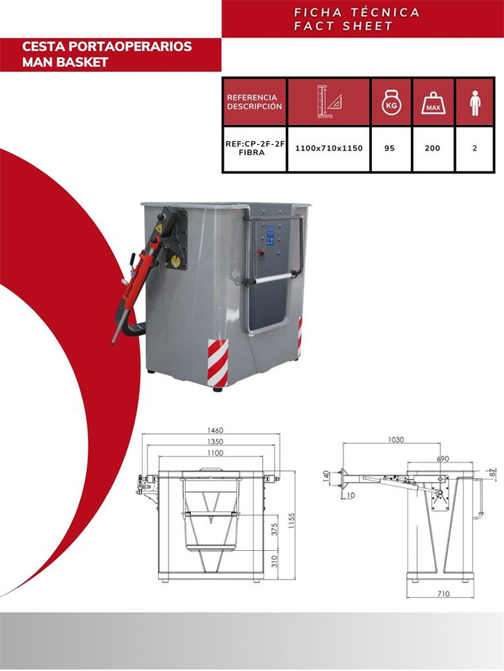 Man Basket + Connection Coupler OF-CP-2F2F+A - Equipamento por Grua para camião: foto 3 Man Basket + Connection Coupler OF-CP-2F2F+A - Equipamento por Grua para camião: foto 3